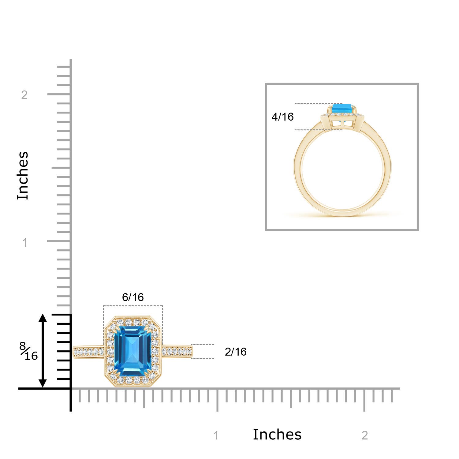 AAAA - Swiss Blue Topaz / 2.24 CT / 14 KT Yellow Gold