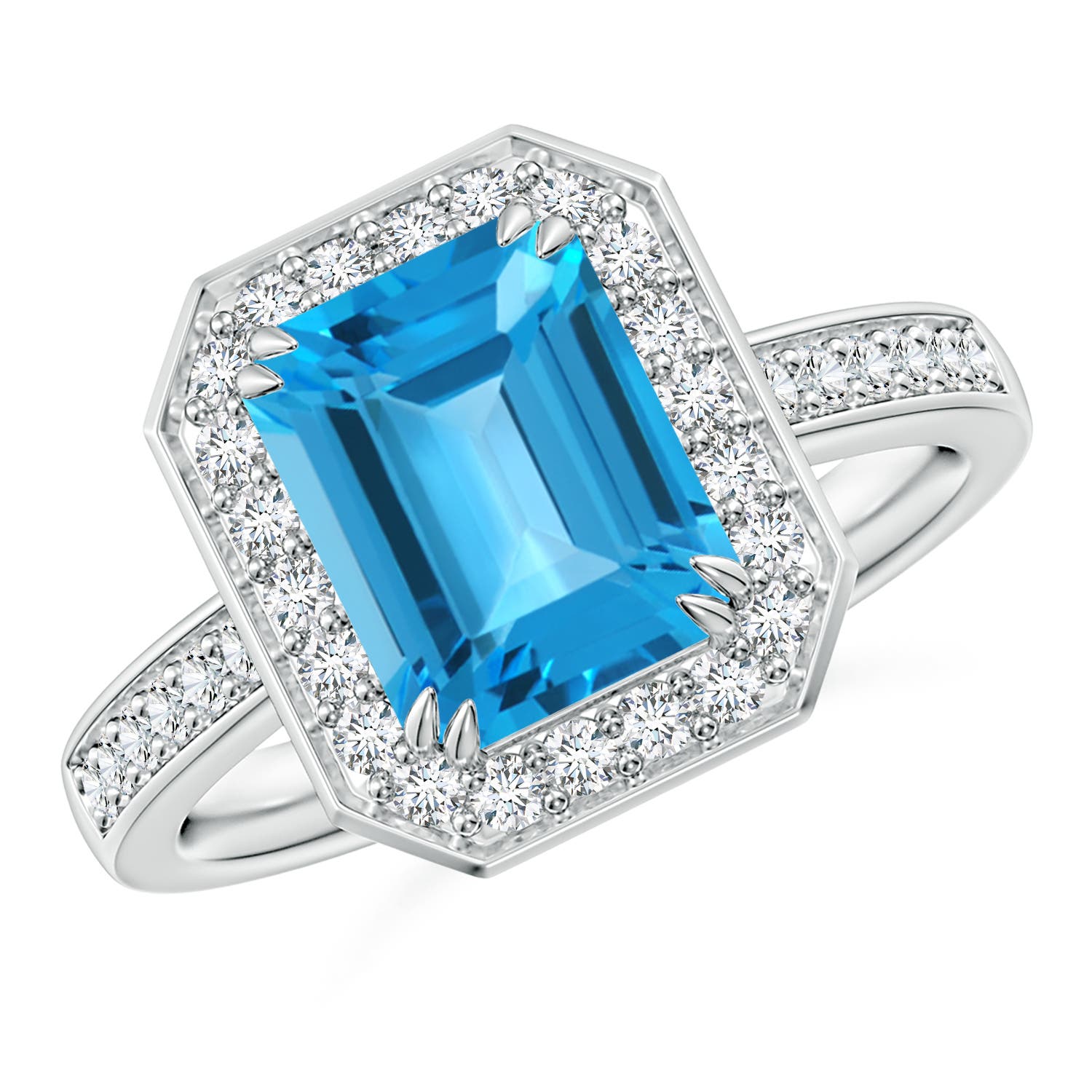 AAA - Swiss Blue Topaz / 3.12 CT / 14 KT White Gold