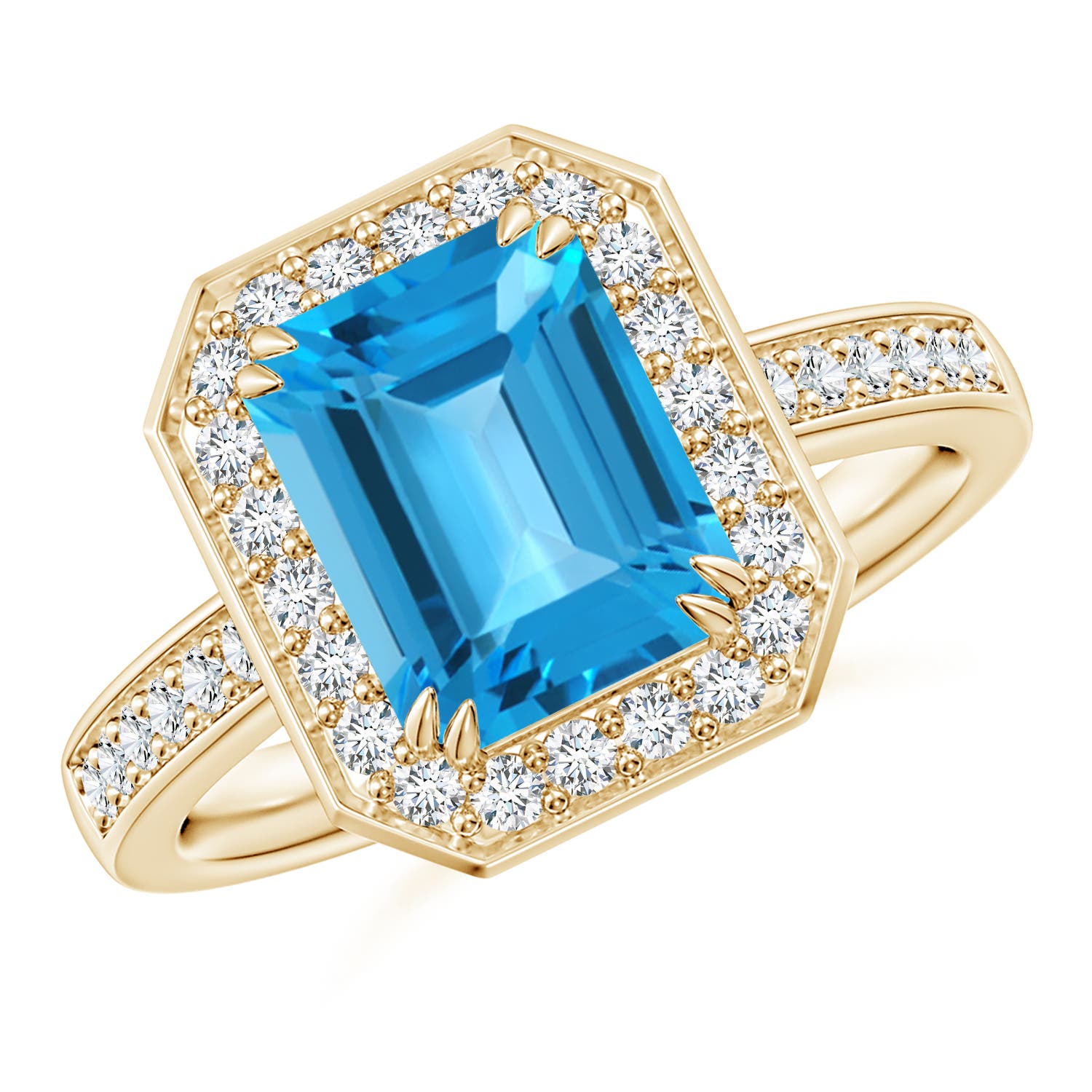 AAA - Swiss Blue Topaz / 3.12 CT / 14 KT Yellow Gold