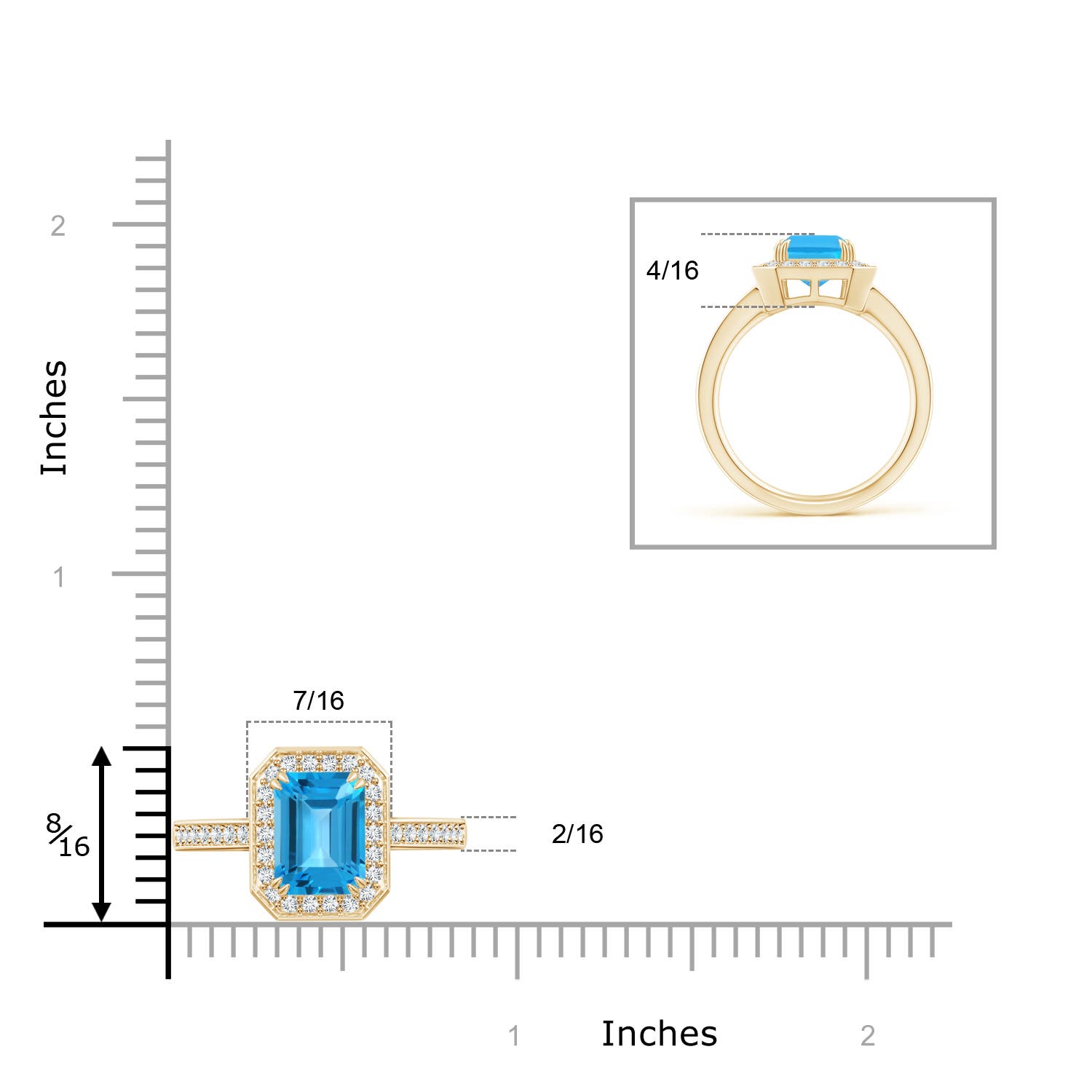 AAA - Swiss Blue Topaz / 3.12 CT / 14 KT Yellow Gold