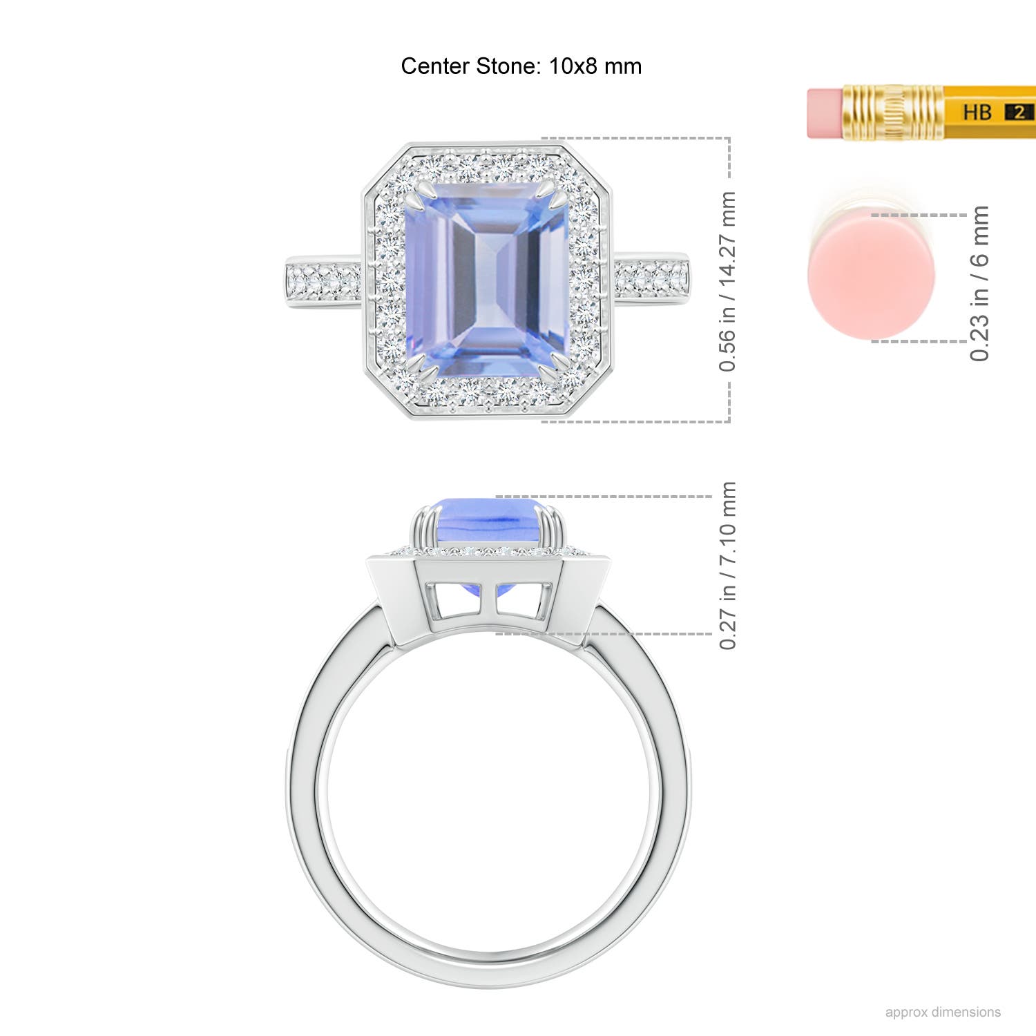 A - Tanzanite / 3.6 CT / 14 KT White Gold