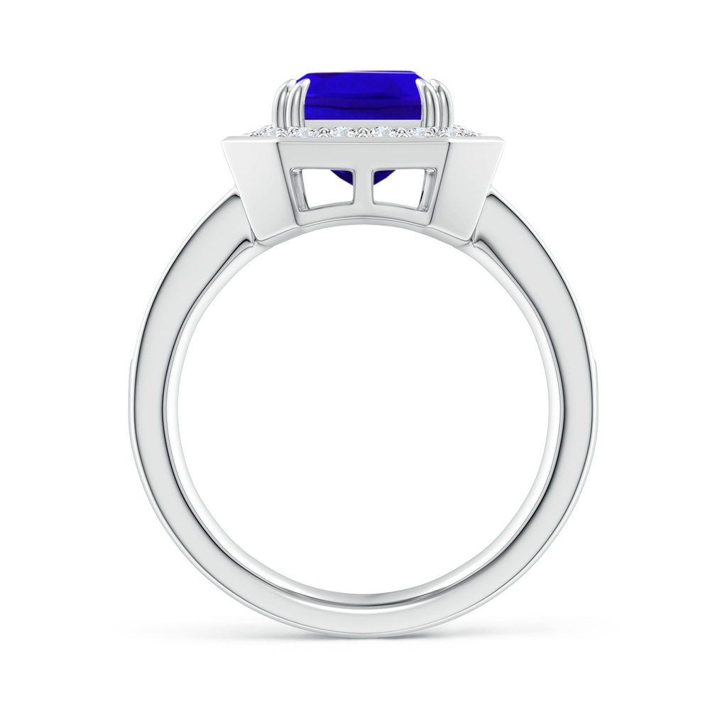 10x8mm AAAA Emerald-Cut Tanzanite Engagement Ring with Diamond Halo in P950 Platinum Side-1