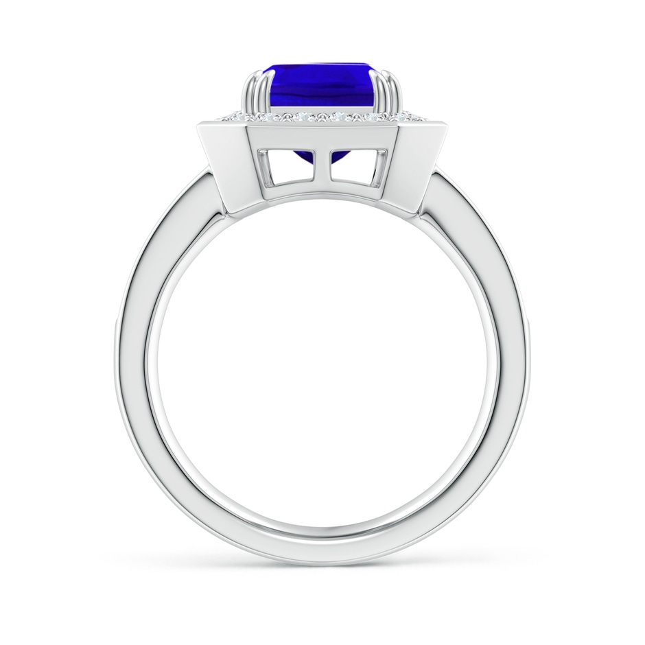 10x8mm AAAA Emerald-Cut Tanzanite Engagement Ring with Diamond Halo in White Gold side-1