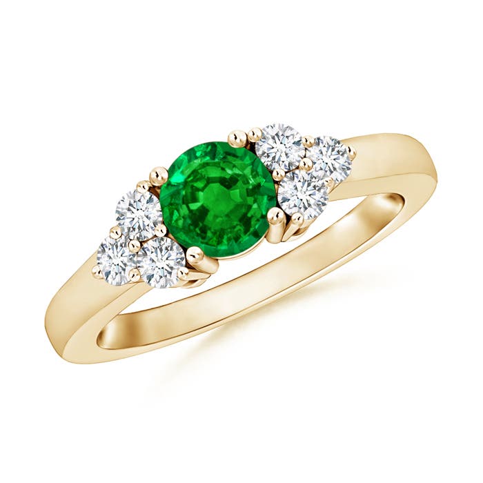 Premium - Lab-Grown Emerald / 0.71 CT / 14 KT Yellow Gold