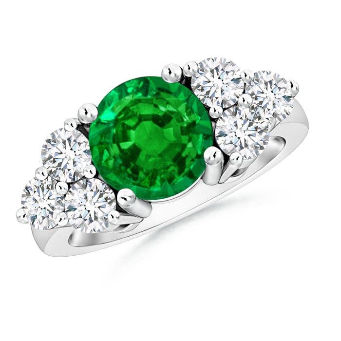 Premium - Lab-Grown Emerald / 2.8 CT / 14 KT White Gold