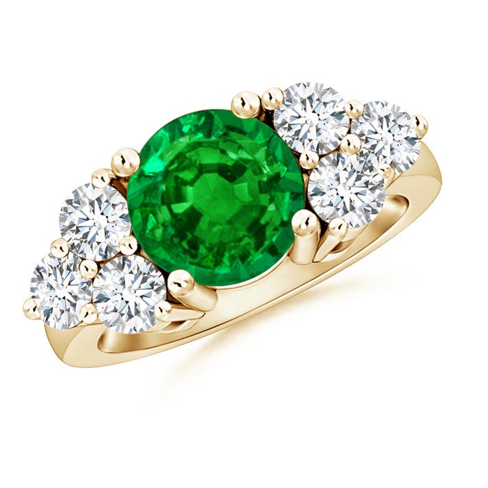 Premium - Lab-Grown Emerald / 2.8 CT / 14 KT Yellow Gold