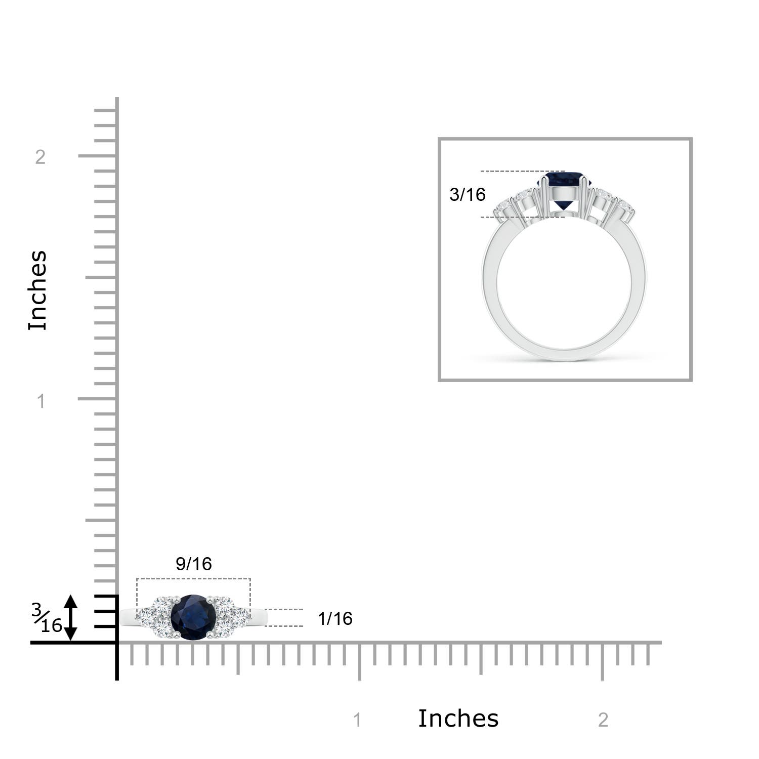 A - Blue Sapphire / 0.86 CT / 14 KT White Gold