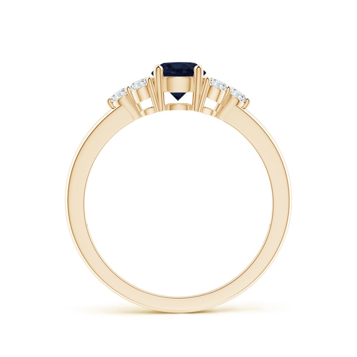 5mm A Round Sapphire Solitaire Ring With Trio Diamonds in Yellow Gold side 1