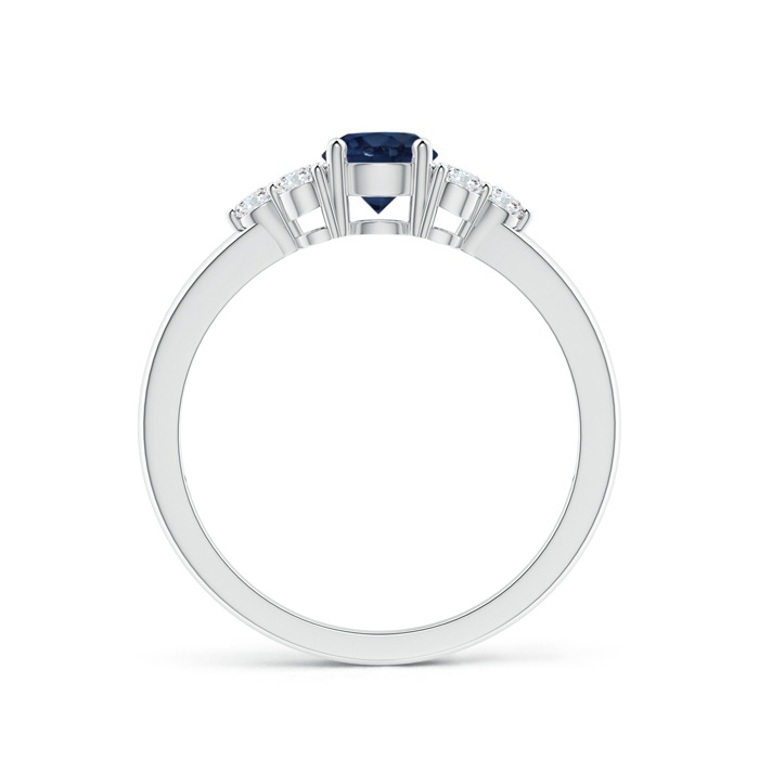 5mm AA Round Sapphire Solitaire Ring With Trio Diamonds in White Gold side 1