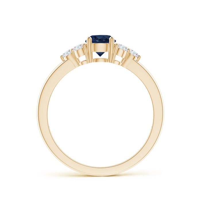 5mm AA Round Sapphire Solitaire Ring With Trio Diamonds in Yellow Gold side 1