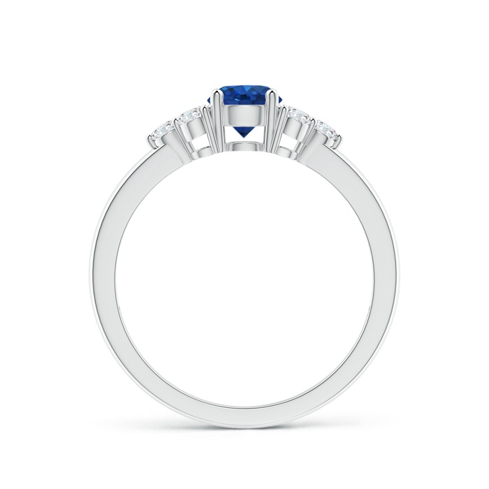 5mm AAA Round Sapphire Solitaire Ring With Trio Diamonds in P950 Platinum side 1