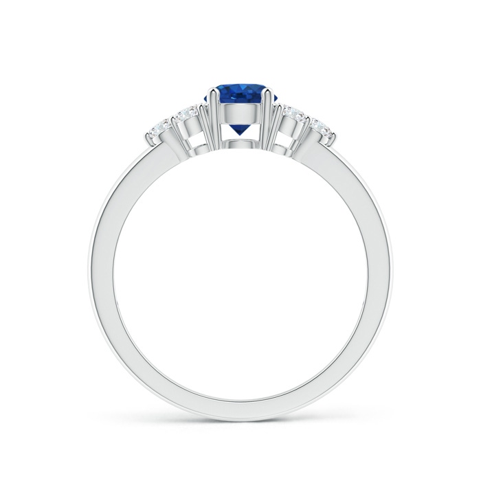 5mm AAA Round Sapphire Solitaire Ring With Trio Diamonds in White Gold side 1