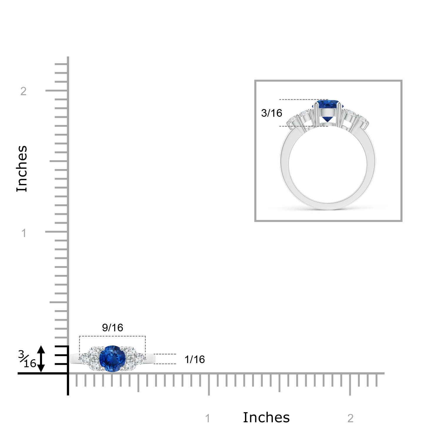 AAA - Blue Sapphire / 0.86 CT / 14 KT White Gold