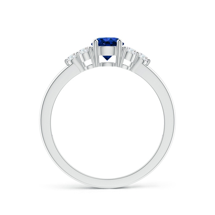 5mm AAAA Round Sapphire Solitaire Ring With Trio Diamonds in White Gold Side 1