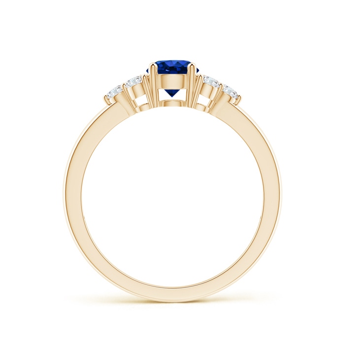 5mm Lab-Grown Round Sapphire Solitaire Ring With Trio Diamonds in Yellow Gold side 1
