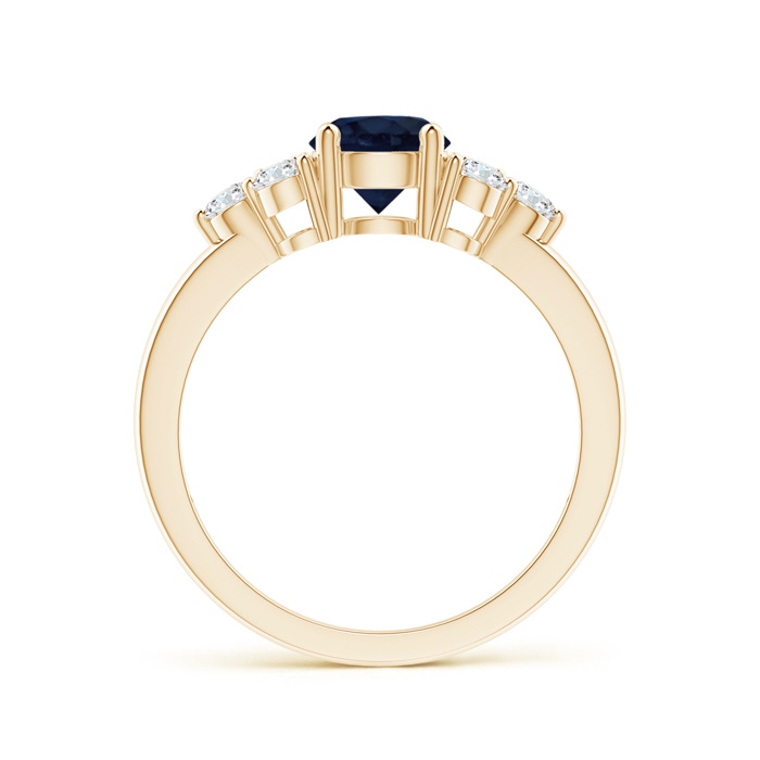 6mm A Round Sapphire Solitaire Ring With Trio Diamonds in Yellow Gold side 1