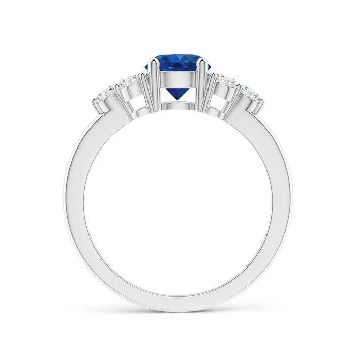 6mm AAA Round Sapphire Solitaire Ring With Trio Diamonds in P950 Platinum side 1
