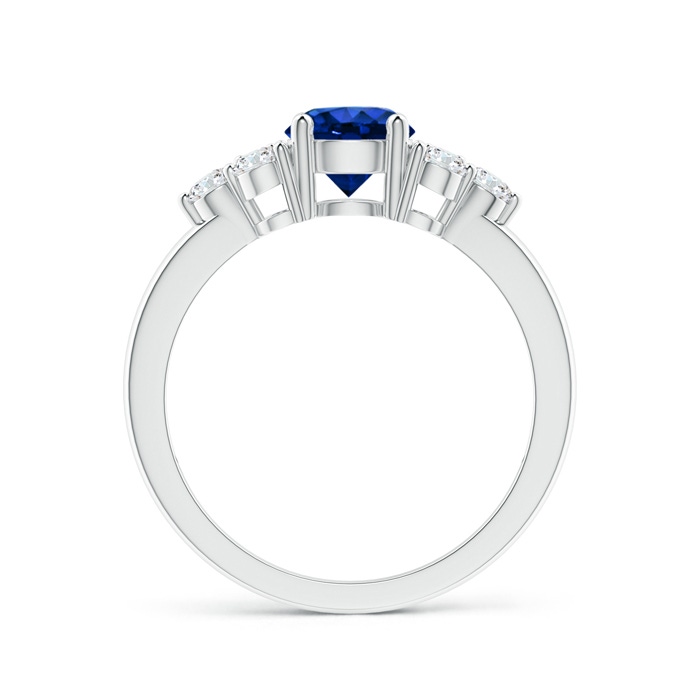6mm AAAA Round Sapphire Solitaire Ring With Trio Diamonds in P950 Platinum side 1