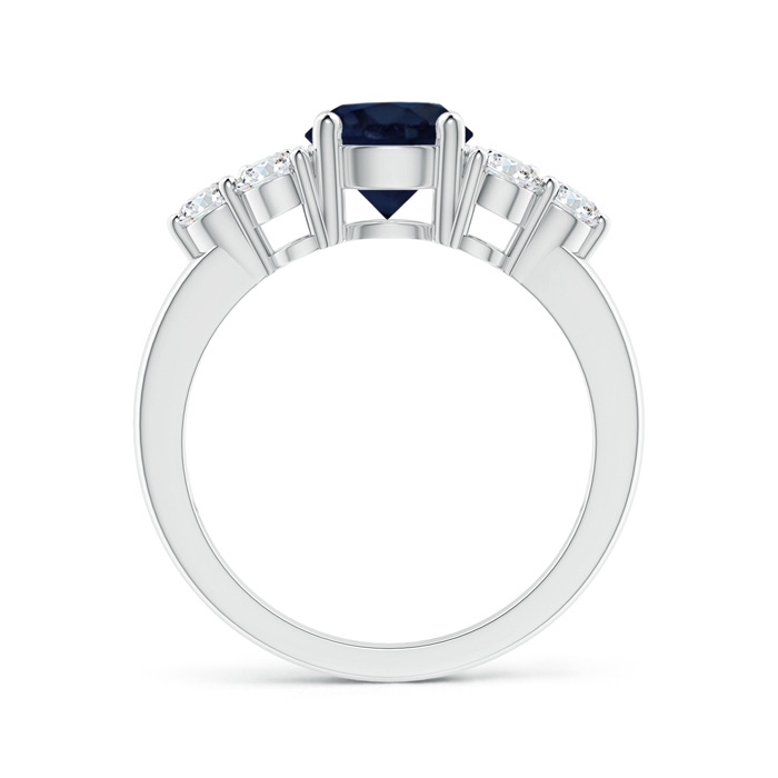 7mm A Round Sapphire Solitaire Ring With Trio Diamonds in P950 Platinum side 1