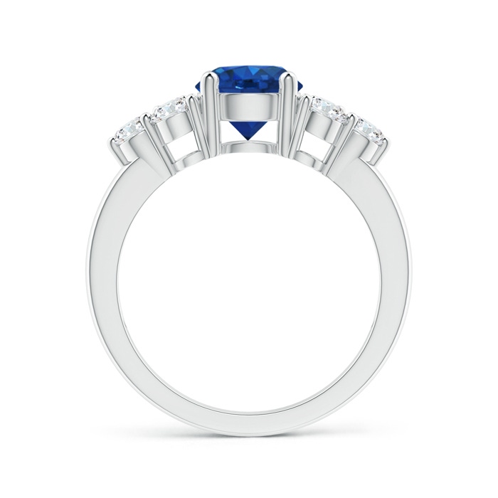 7mm AAA Round Sapphire Solitaire Ring With Trio Diamonds in P950 Platinum side 1