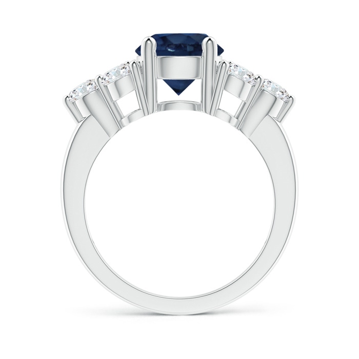 8mm AA Round Sapphire Solitaire Ring With Trio Diamonds in P950 Platinum side 1