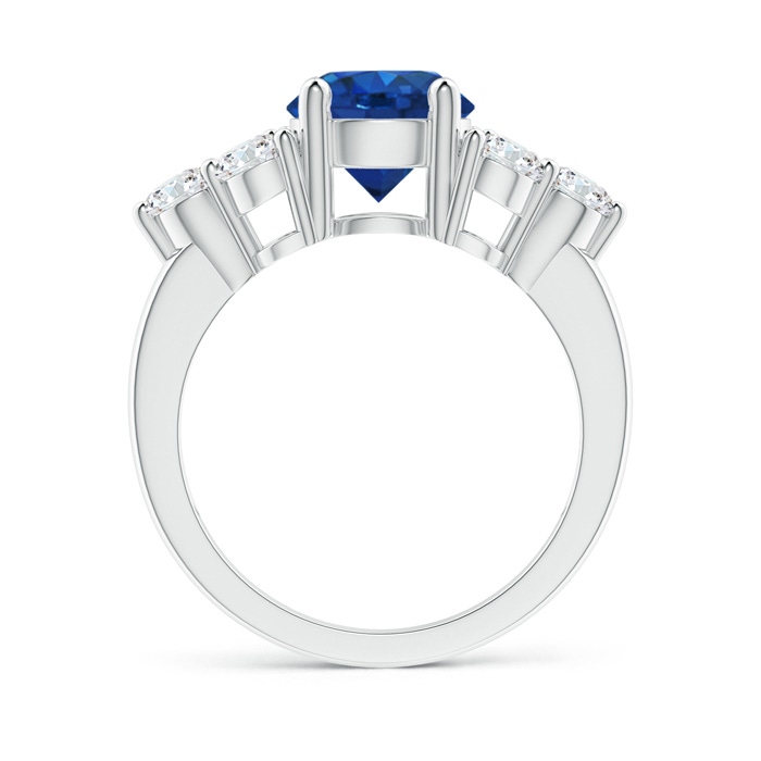 8mm AAA Round Sapphire Solitaire Ring With Trio Diamonds in P950 Platinum side 1
