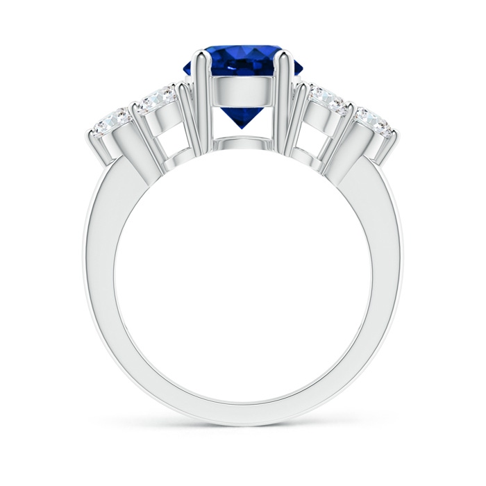 8mm AAAA Round Sapphire Solitaire Ring With Trio Diamonds in P950 Platinum side 1