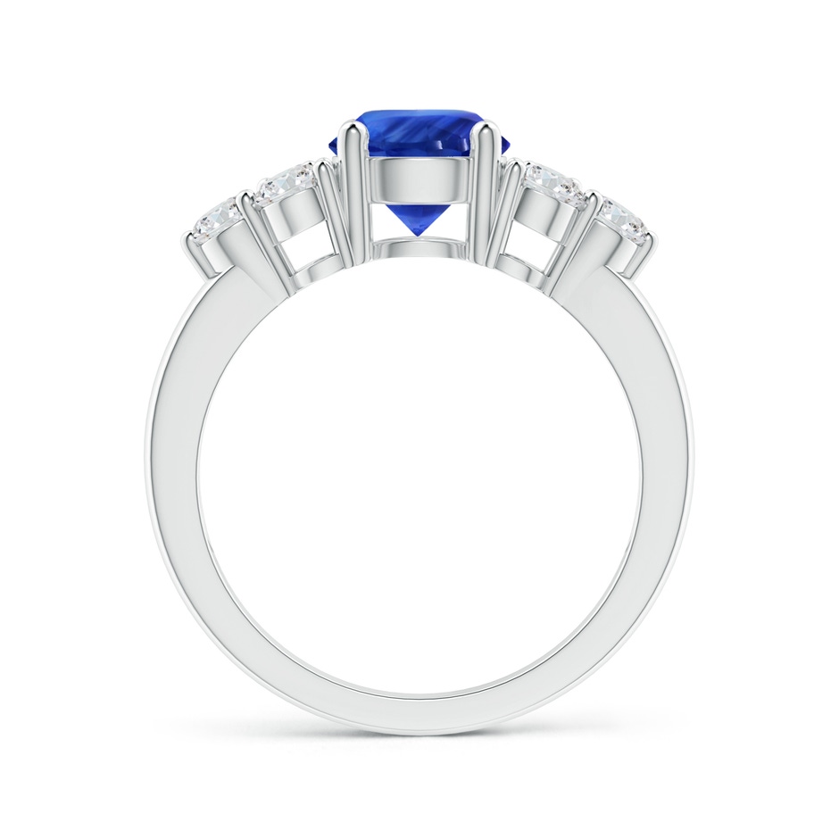 7.04x6.98x4.33mm AAA GIA Certified Round Blue Sapphire Ring with Trio Diamonds in 18K White Gold side-1