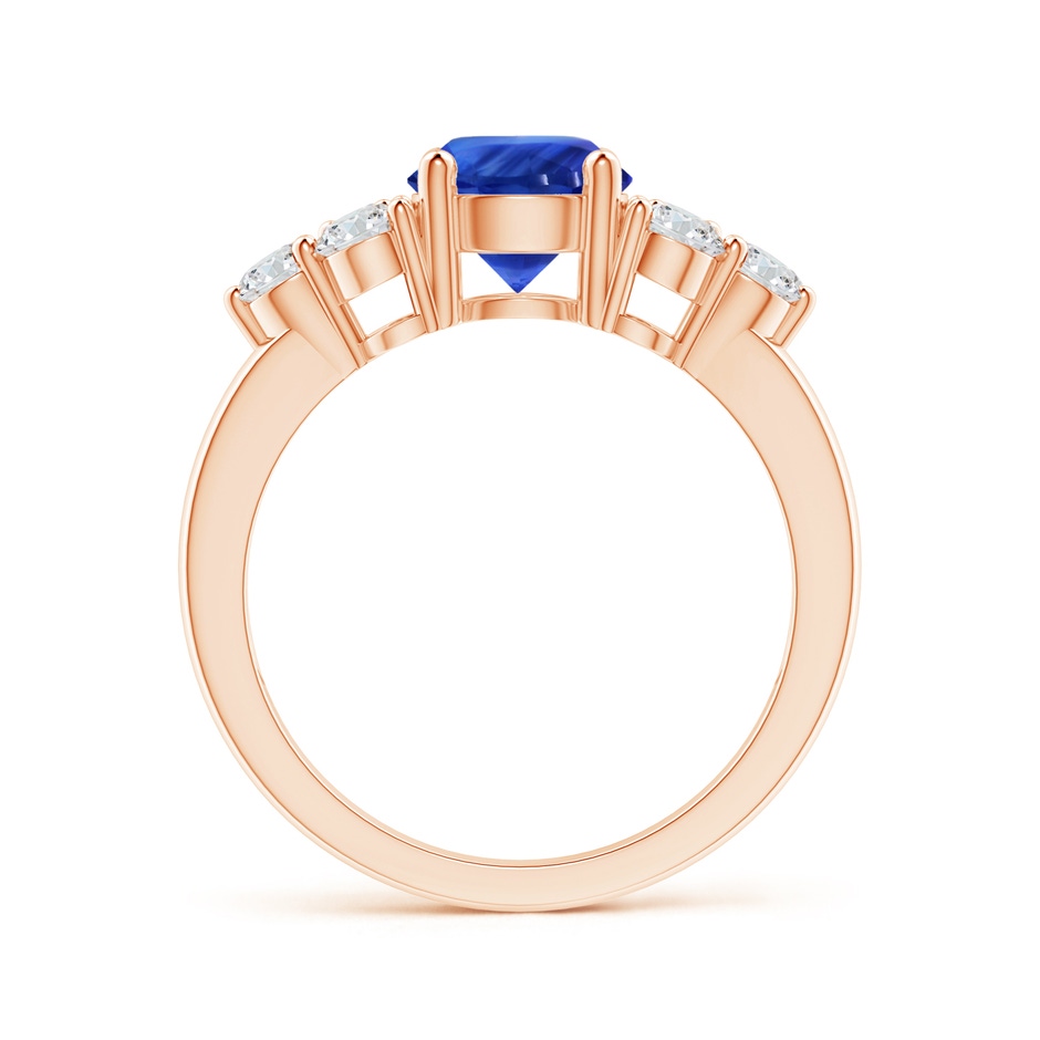 7.04x6.98x4.33mm AAA GIA Certified Round Blue Sapphire Ring with Trio Diamonds in Rose Gold side-1