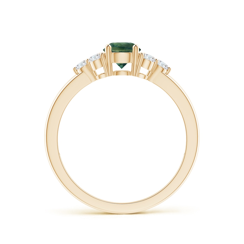 5mm AA Round Teal Montana Sapphire Solitaire Ring With Trio Diamonds in 10K Yellow Gold side 199