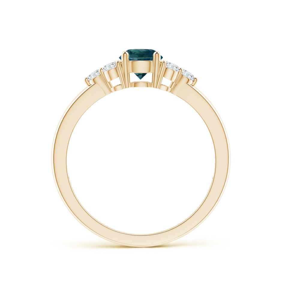 5mm AAA Round Teal Montana Sapphire Solitaire Ring With Trio Diamonds in 18K Yellow Gold side 199