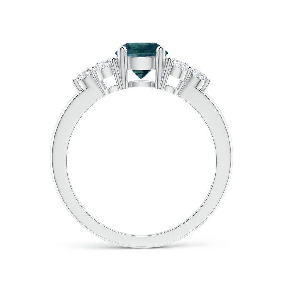 6mm AAA Round Teal Montana Sapphire Solitaire Ring With Trio Diamonds in White Gold side 1