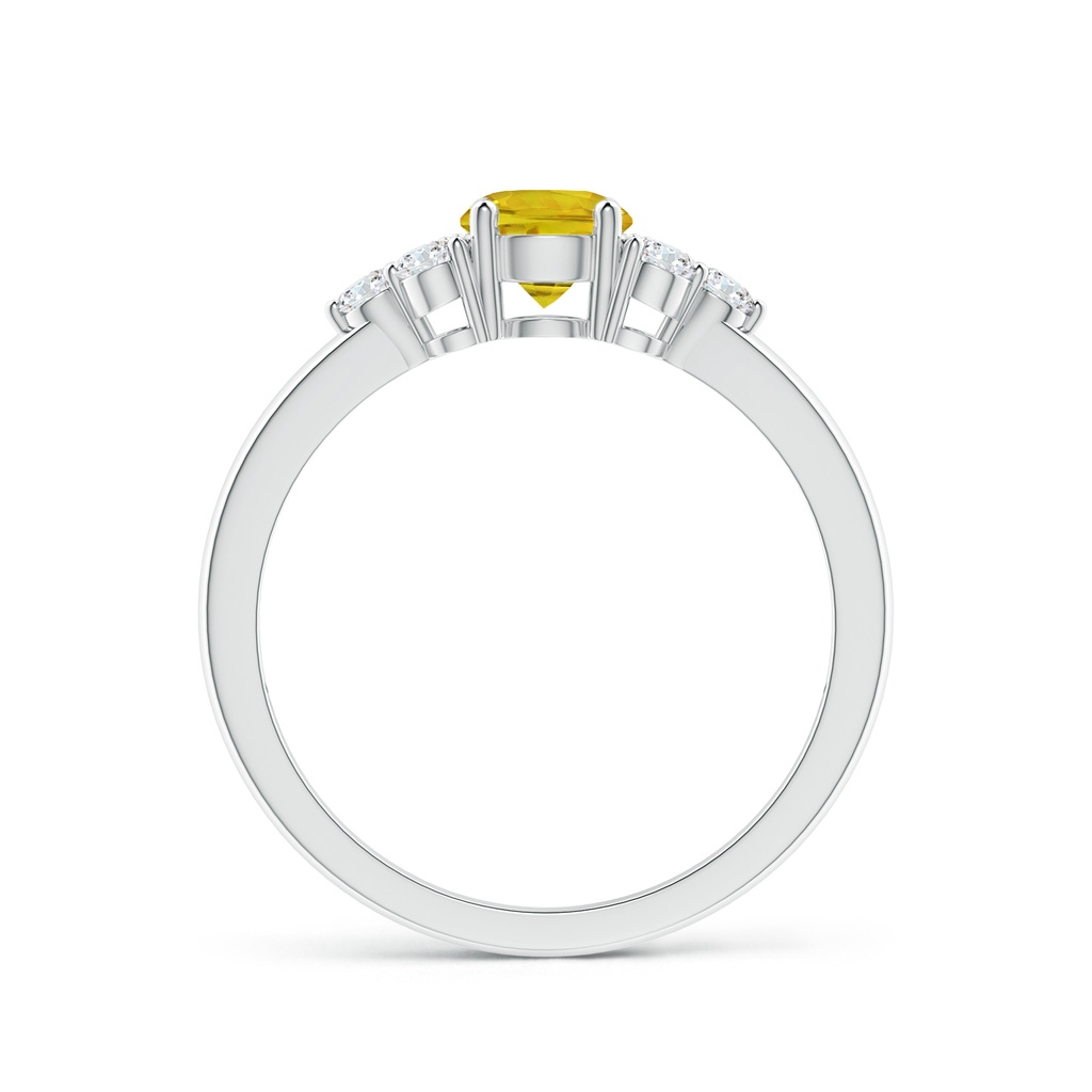 5mm AAAA Round Yellow Sapphire Solitaire Ring With Trio Diamonds in White Gold Side 1