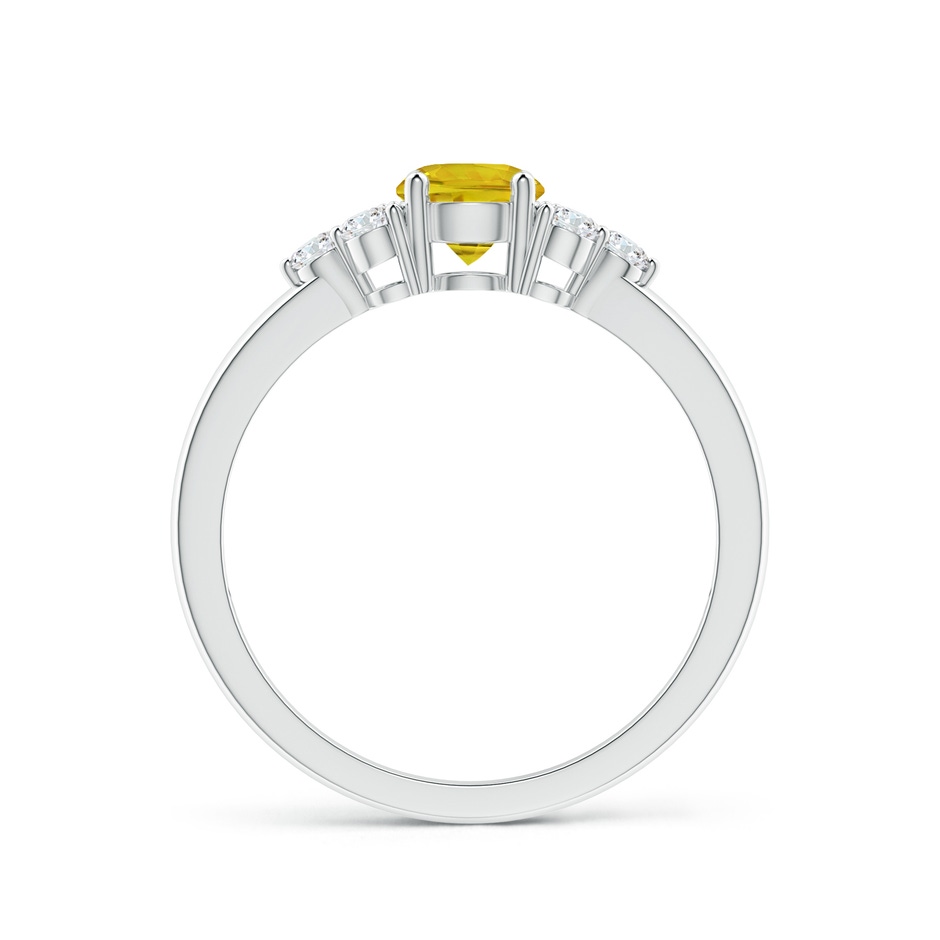 5mm AAAA Round Yellow Sapphire Solitaire Ring With Trio Diamonds in White Gold side 1