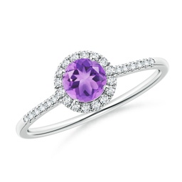 Halo Platinum Amethyst Rings