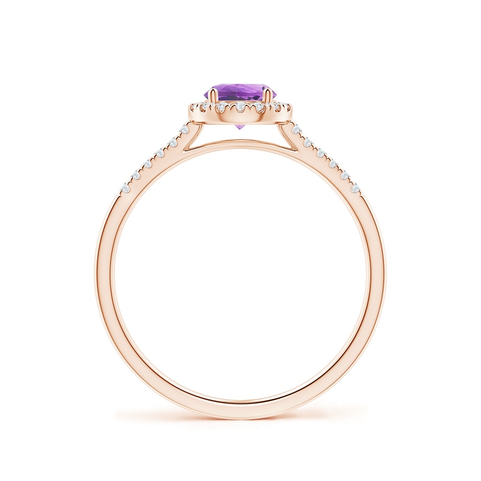 5mm A Round Amethyst Halo Ring with Diamond Accents in Rose Gold side-1