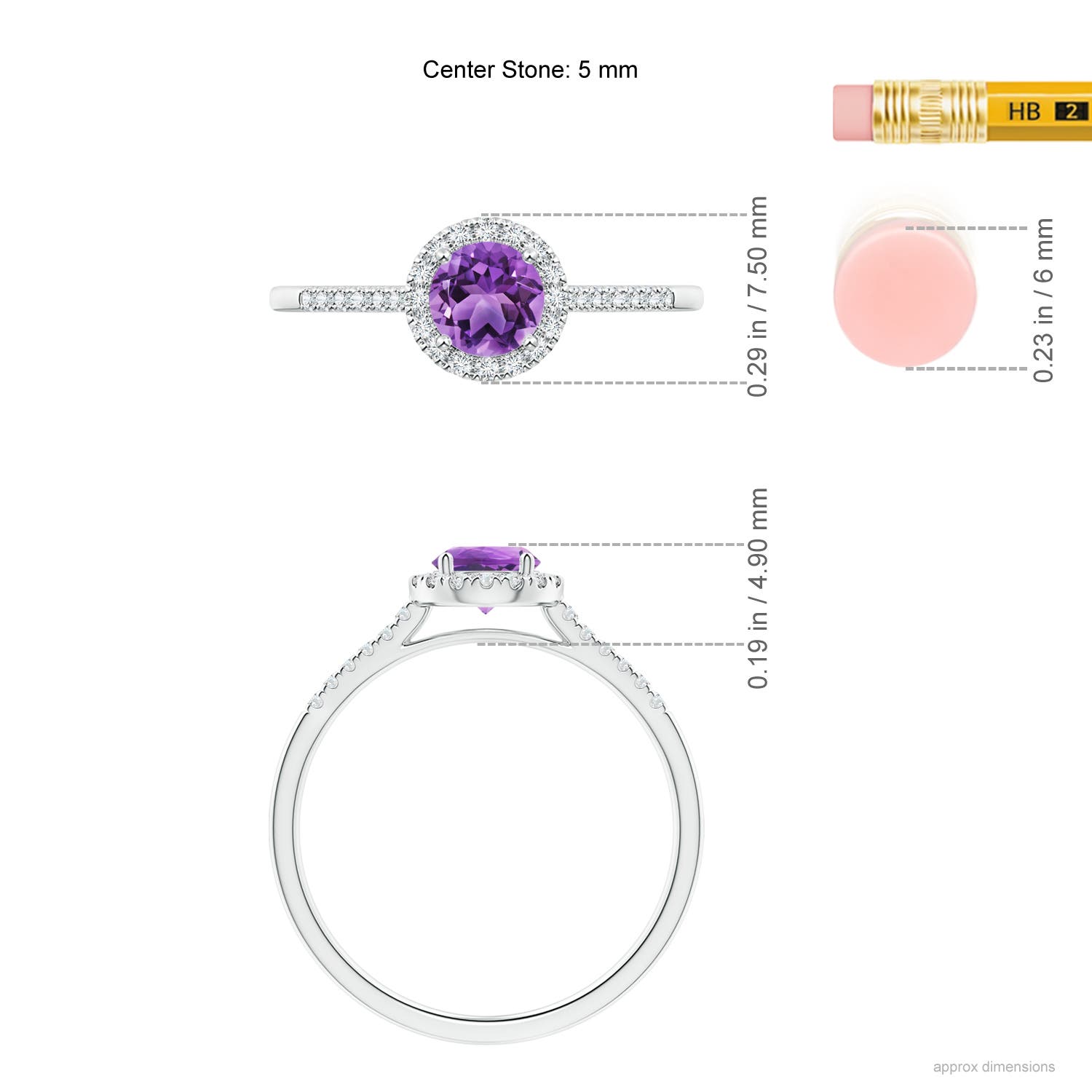 AA - Amethyst / 0.6 CT / 14 KT White Gold