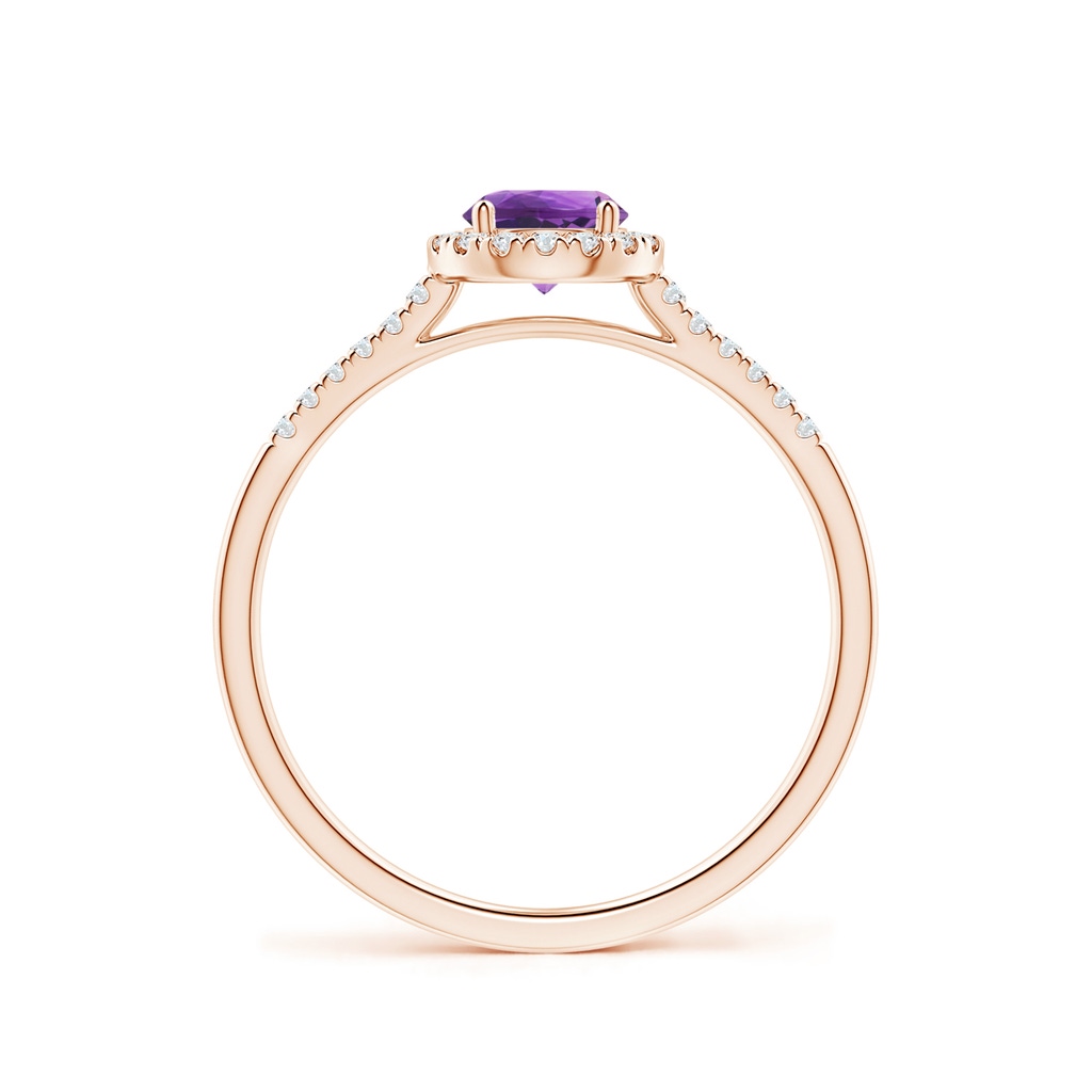5mm AAA Round Amethyst Halo Ring with Diamond Accents in Rose Gold Side-1