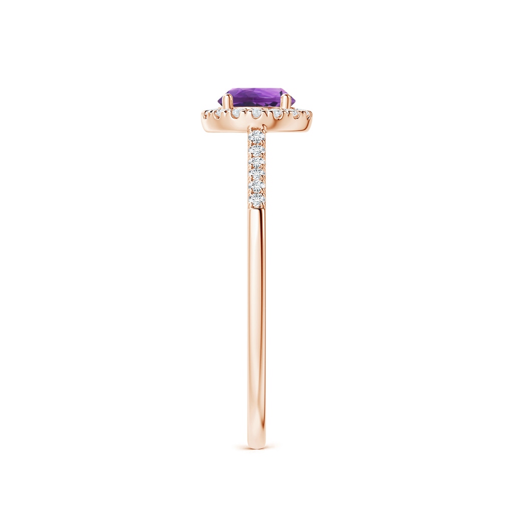 5mm AAA Round Amethyst Halo Ring with Diamond Accents in Rose Gold Side-2