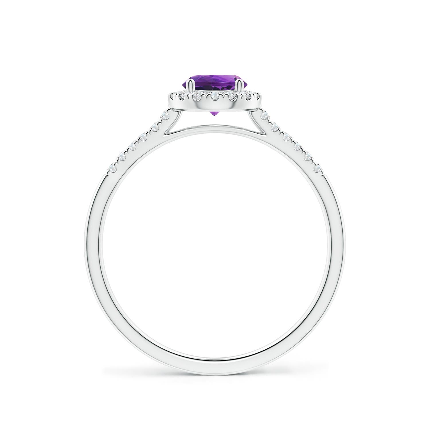 5mm AAAA Round Amethyst Halo Ring with Diamond Accents in P950 Platinum