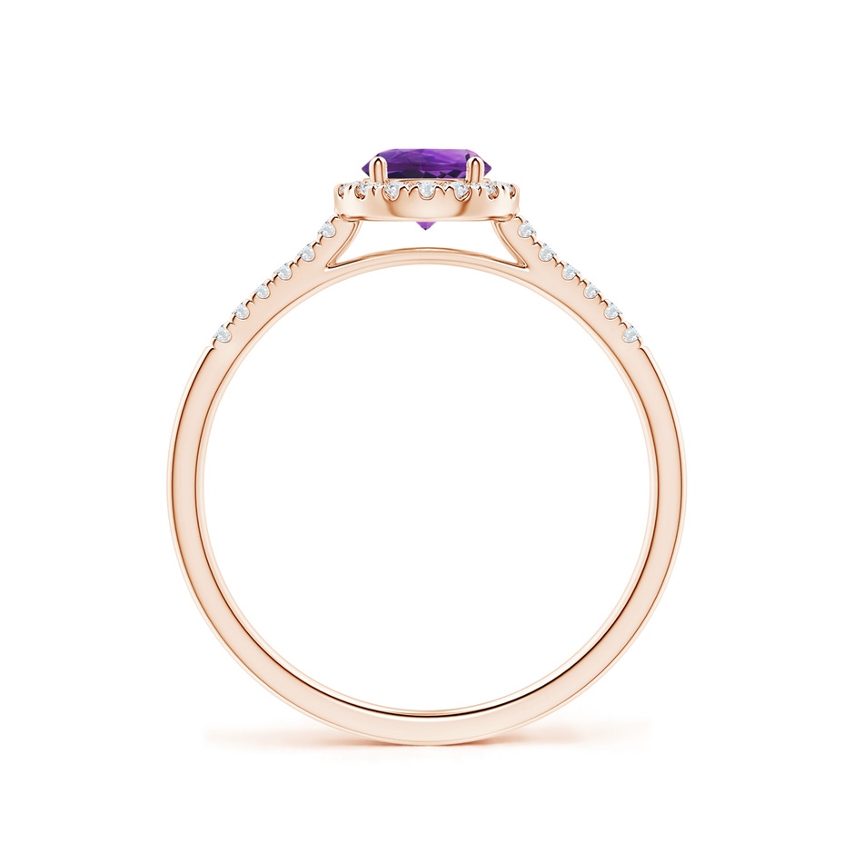 5mm AAAA Round Amethyst Halo Ring with Diamond Accents in Rose Gold side-1
