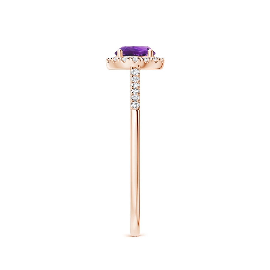 5mm AAAA Round Amethyst Halo Ring with Diamond Accents in Rose Gold side-2
