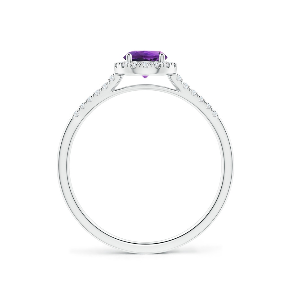 5mm AAAA Round Amethyst Halo Ring with Diamond Accents in White Gold side-1