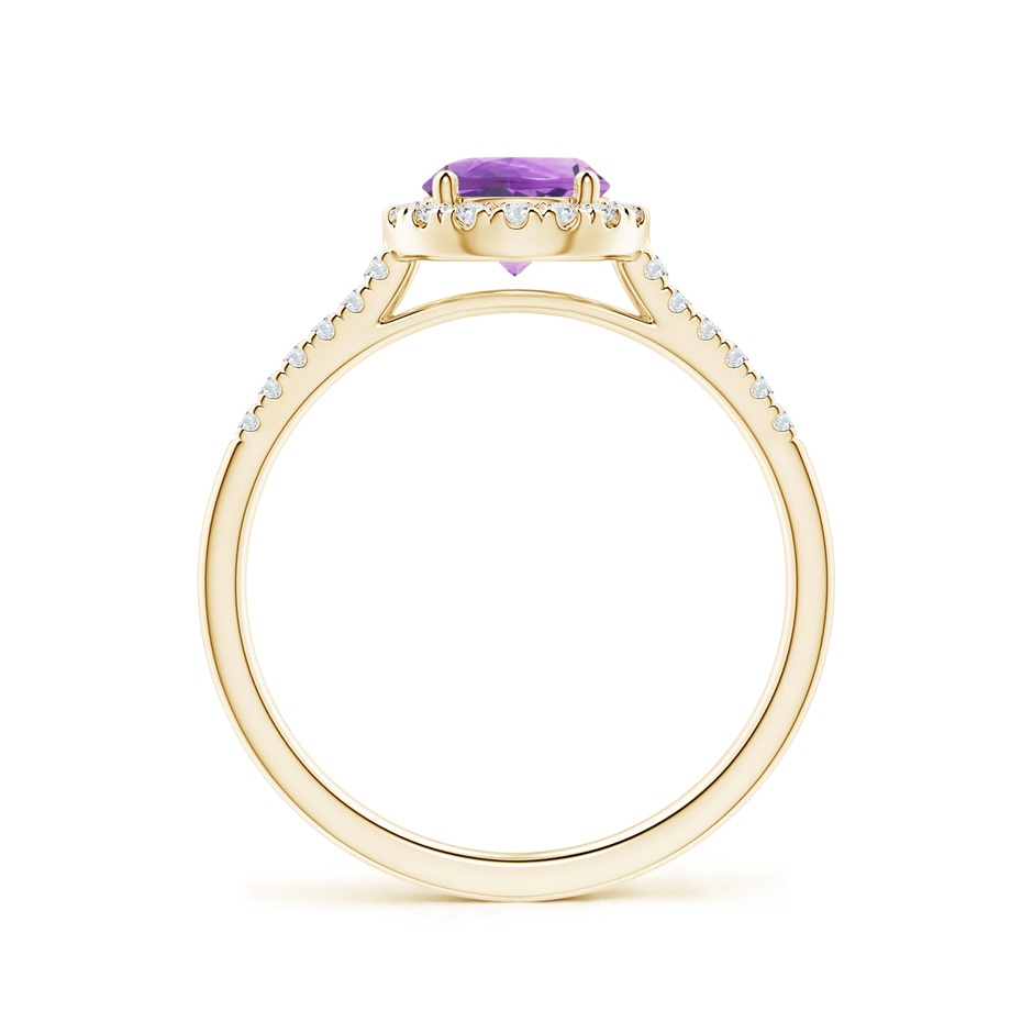 6mm A Round Amethyst Halo Ring with Diamond Accents in Yellow Gold side-1