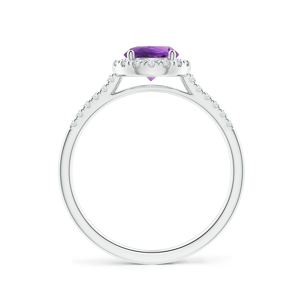 6mm AAA Round Amethyst Halo Ring with Diamond Accents in White Gold Side-1
