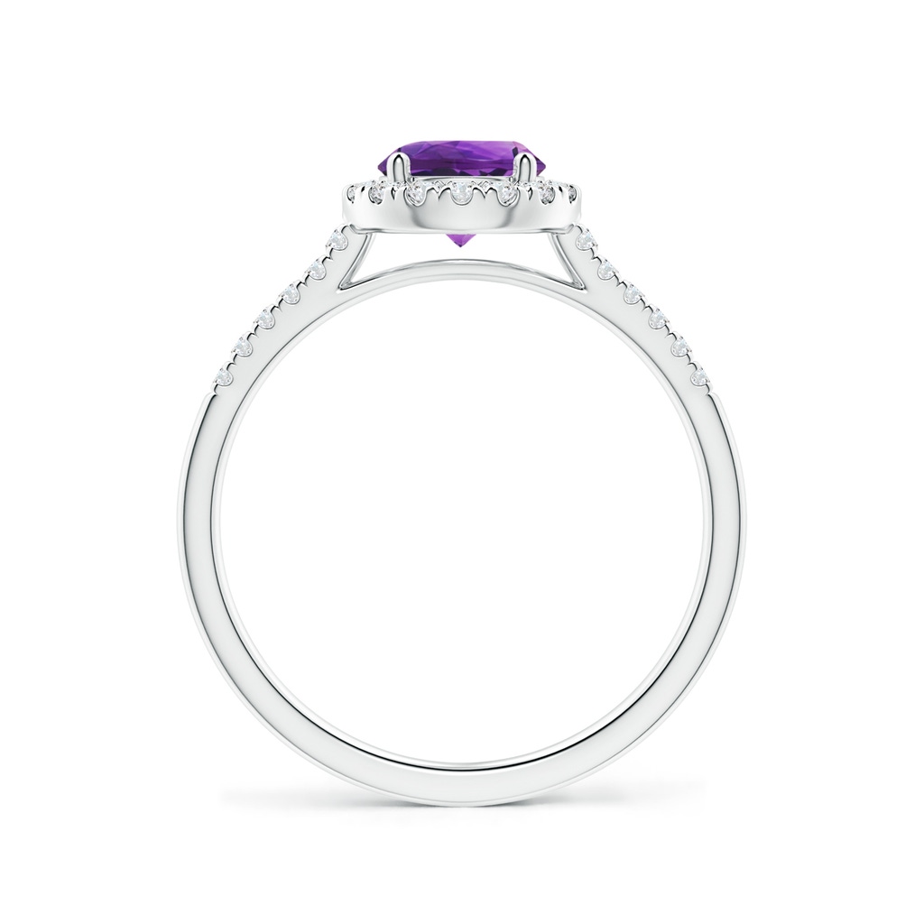 6mm AAAA Round Amethyst Halo Ring with Diamond Accents in P950 Platinum Side-1