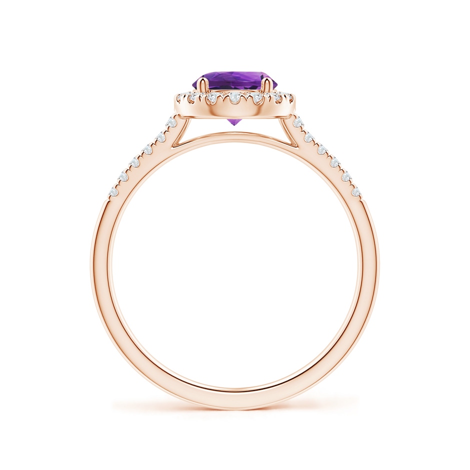 6mm AAAA Round Amethyst Halo Ring with Diamond Accents in Rose Gold side-1