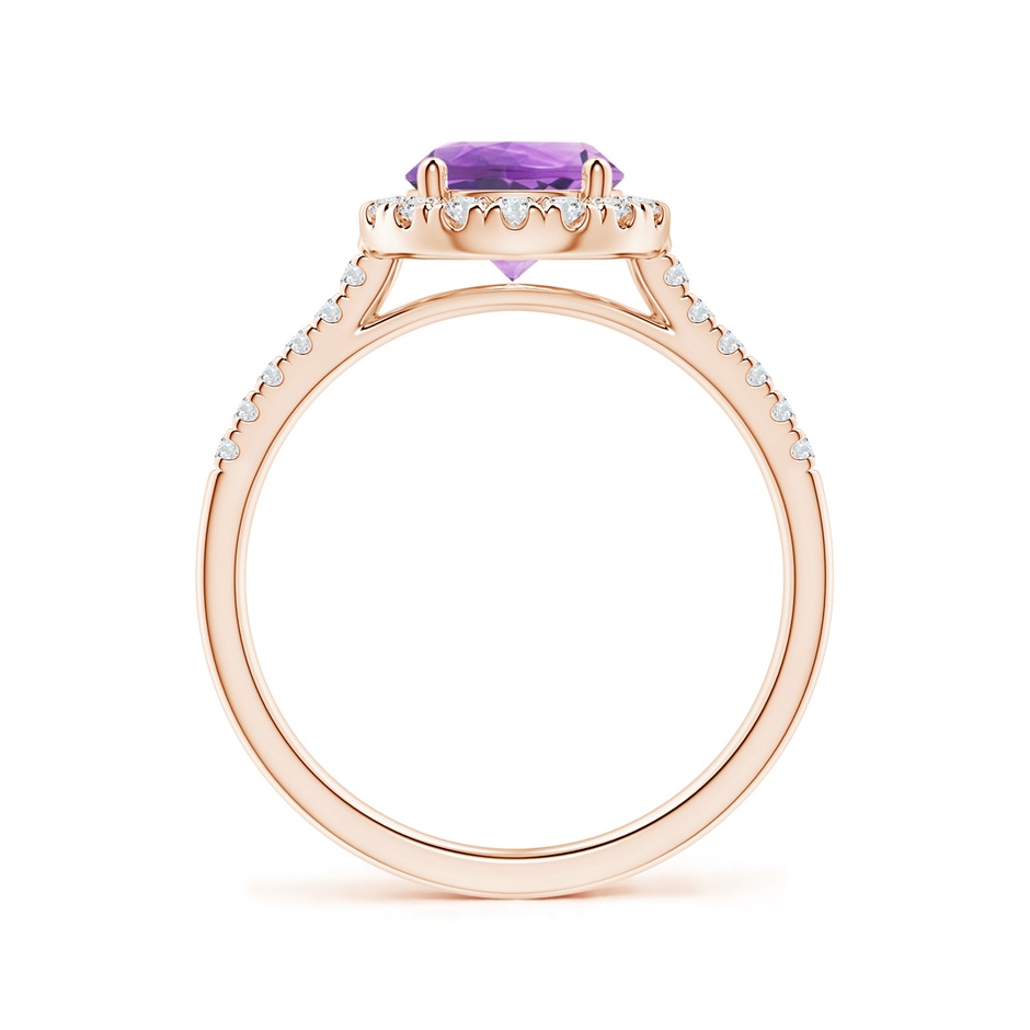 7mm A Round Amethyst Halo Ring with Diamond Accents in Rose Gold side-1