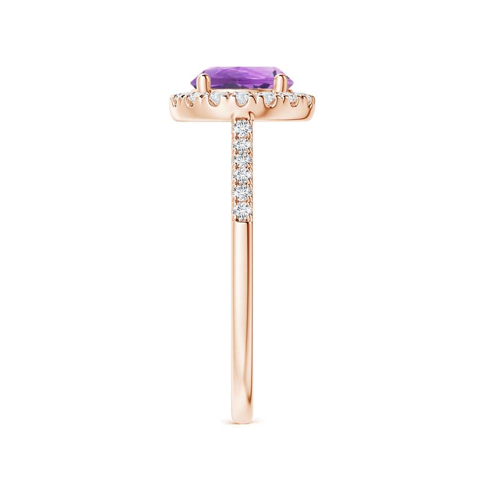 7mm A Round Amethyst Halo Ring with Diamond Accents in Rose Gold side-2