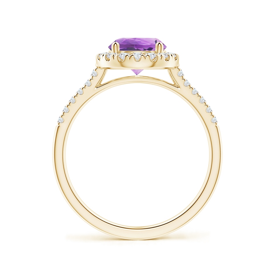 7mm A Round Amethyst Halo Ring with Diamond Accents in Yellow Gold side-1